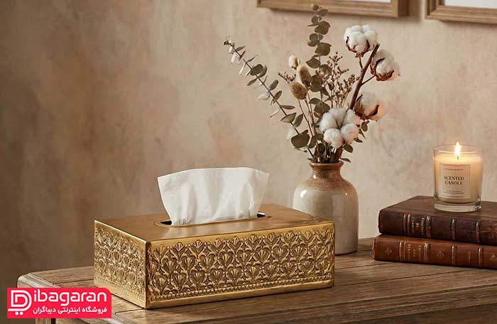 جعبه دستمال کاغذی برنجی ریما کد R-98713