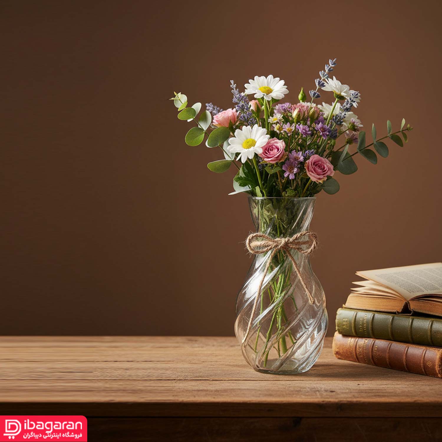 گلدان شیشه ای کهربا