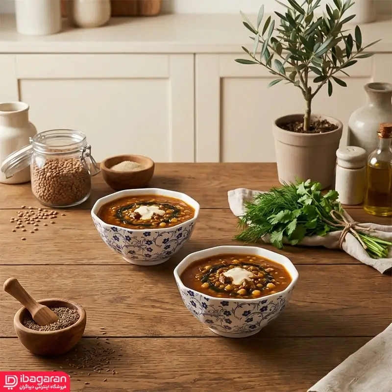 ست دو عددی آبگوشت خوری شکوفه آبی