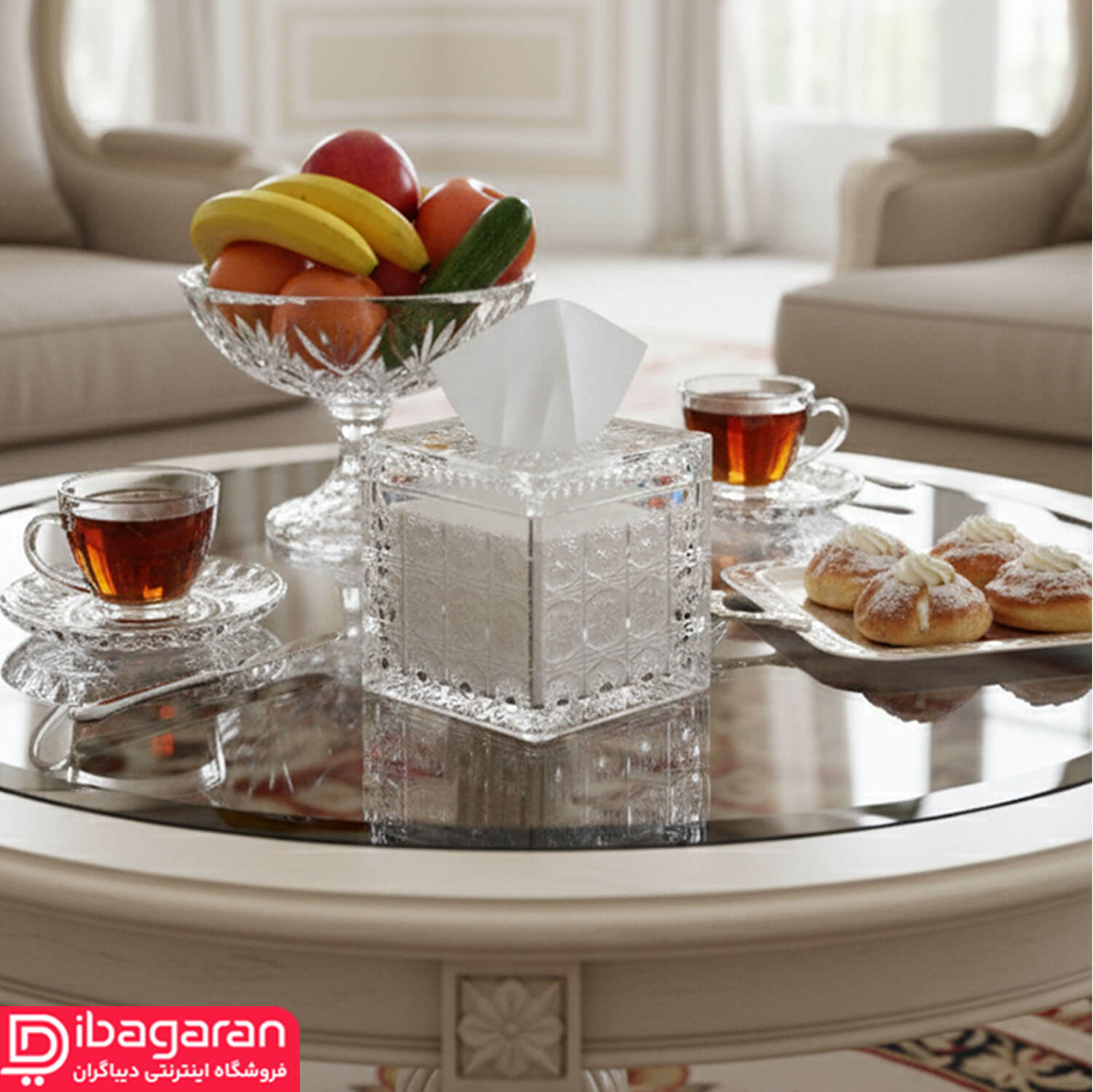 جا دستمال کاغذی شیشه ای مدل T318 - Image 8
