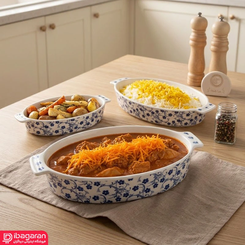 ست 3 عددی مرغ خوری بیضی طرح گل شکوفه آبی و گل بهاری - Image 7