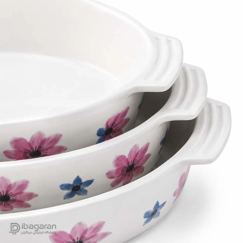 ست 3 عددی مرغ خوری بیضی طرح گل شکوفه آبی و گل بهاری - Image 6