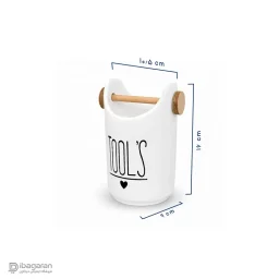 جا قاشقی سرامیکی گرد دسته چوبی