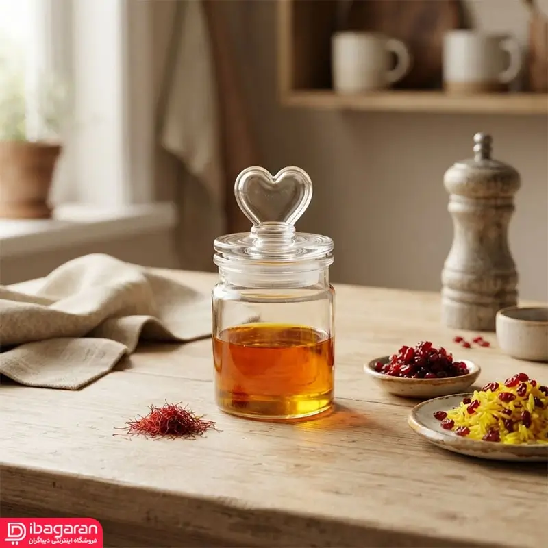 بانکه شیشه ای زعفران درب قلبی