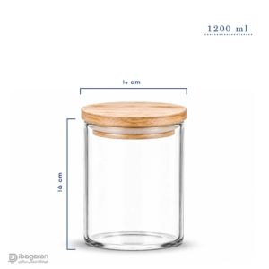 بانکه شیشه ای درب چوبی ریور - 1200 میلی لیتر
