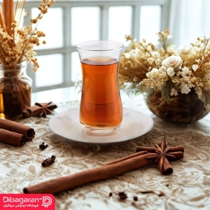 استکان نعلبکی کمر باریک پاشاباغچه مدل فیت 6 عددی کد 96389
