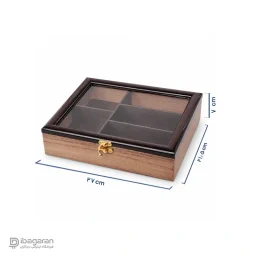 جعبه تی بگ چوبی 5 خانه بزرگ