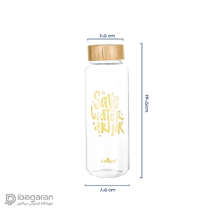 بطری آب شیشه ای درب چوبی یک لیتر یونیک مدل 3058