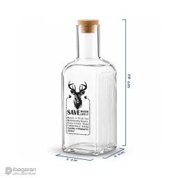 بطری آب شیشه ای چهارگوش کارولین مدل آیدا 320